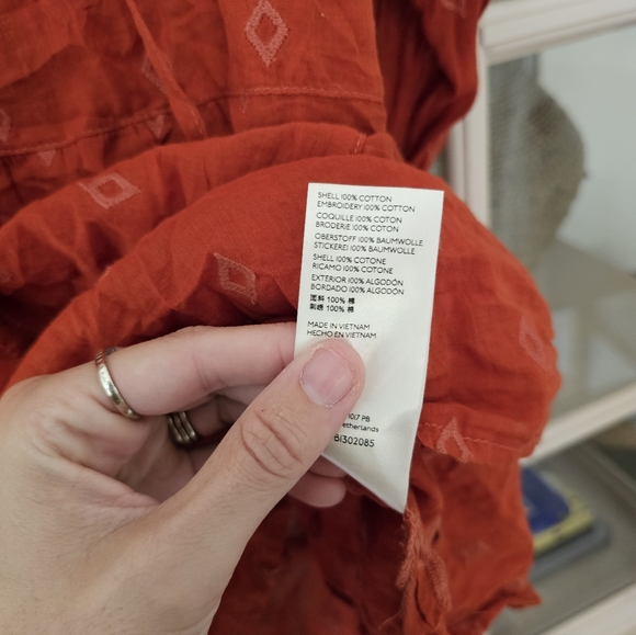 Anthropologie Pilcro Tiered Embroidered Tunic Blouse Oversized Dark Orange Sz XL - Picture 13 of 14